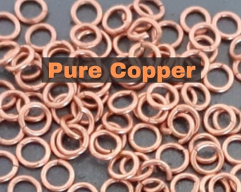 4mm, 5mm, 6mm, 7mm, 8mm, 10mm Round Natural Copper Jump Rings, 18 Gauge Wire, Handmade Open Jump Rings, Jewellery Findings, Flush Cut