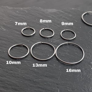 Surgical Stainless Steel Continuous Huggie Hoops | Minimalist Mini Huggies | Hypoallergenic Nose and Cartilage Ring Hoops | Helix Earlobe