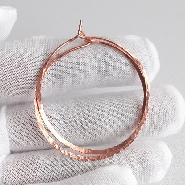 Copper Lightweight Hoop Earrings | Hammered Faceted Hoops | Delicate Thin Earrings | Available in 4 sizes | Gift for Women | Textured Hoops