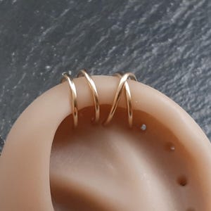 14K Gold Filled or Sterling Silver Ear Cuff Set – No Piercing Cuffs Sets of 2 & 3 Minimalist Cartilage Jewellery | No Piercing Tragus Cuff
