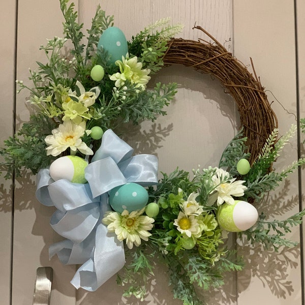 Spring door wreath, holiday decoration, Easter wreath, egg decoration,