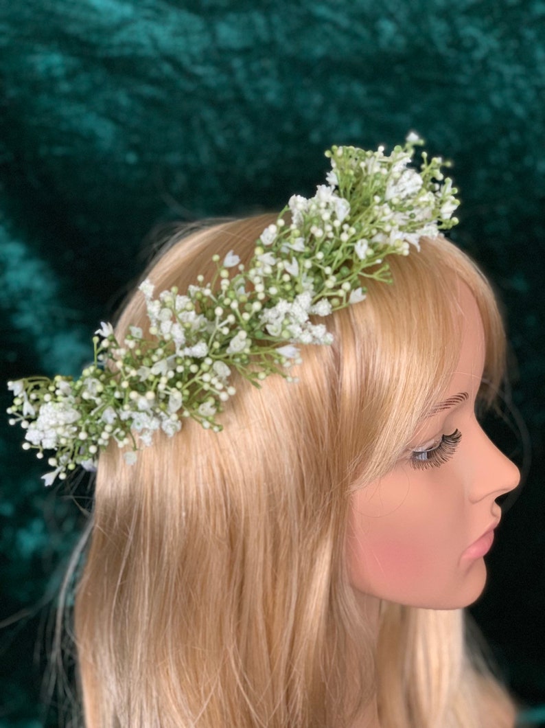 Gypsophila hair crown flowergirl crown artificial gypsophila Etsy