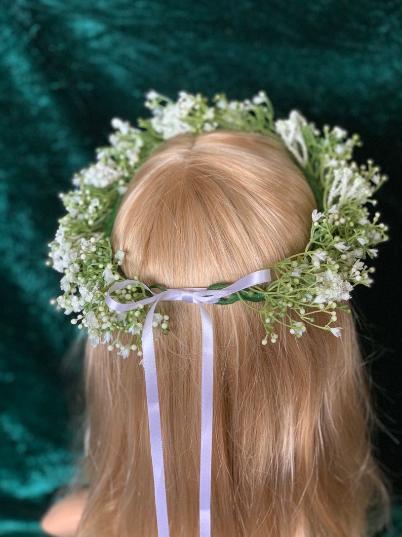 Gypsophila hair crown flowergirl crown artificial gypsophila Etsy