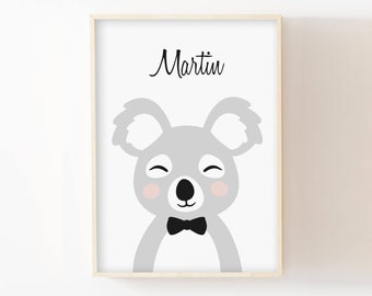 Personalized Baby Name Poster Koala 13x18cm Birth Gift Etsy