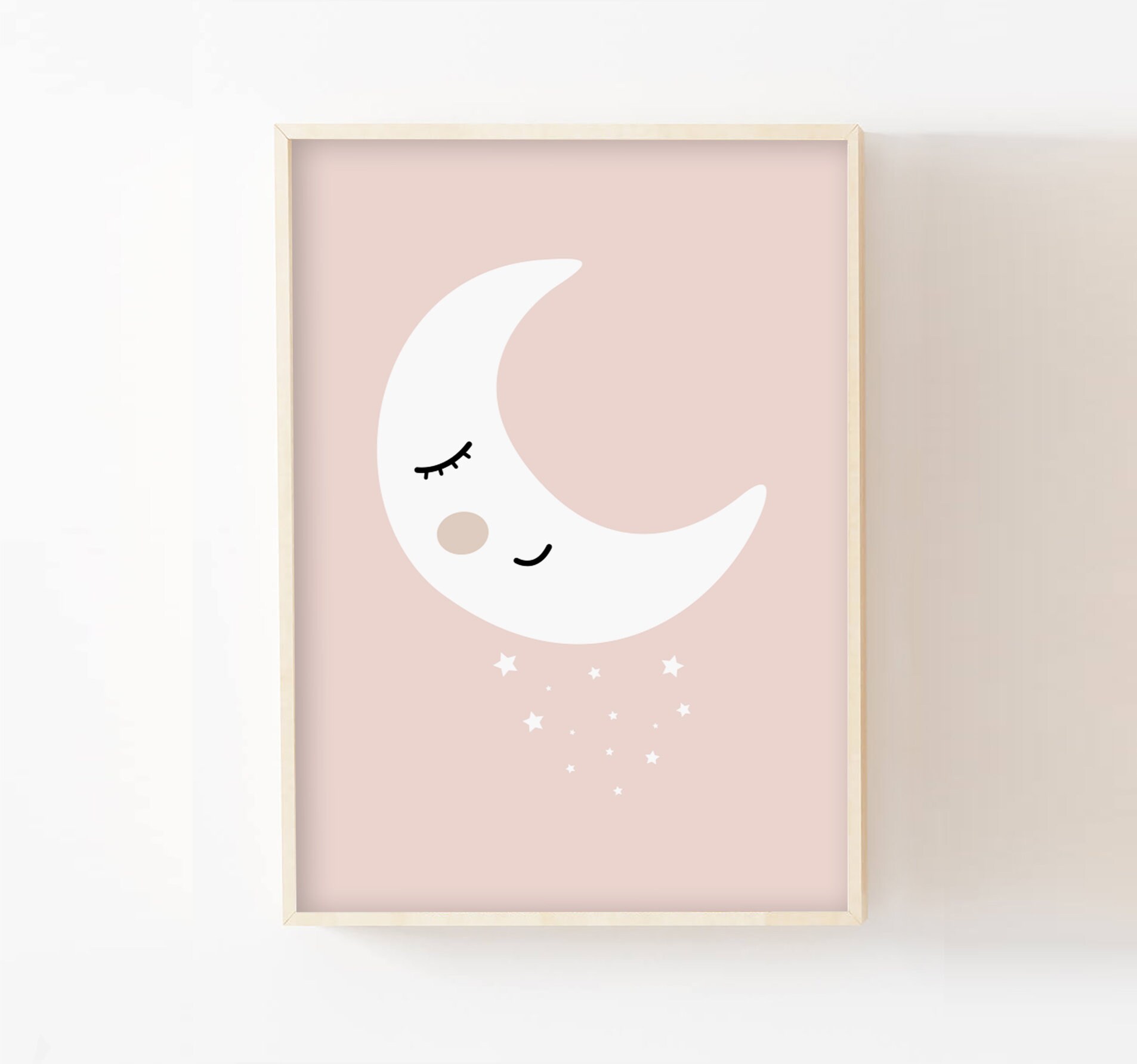 Décoration Lune Personnalisée A4/13x18 Chambre Bébé, Cadeau Naissance, Affiche Fille ou Garçon Paste