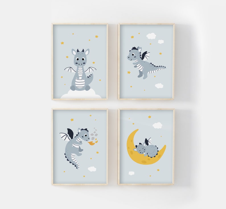 4 affiches enfant collection dragon - Créatrice ETSY : LesVoilesDeLeon