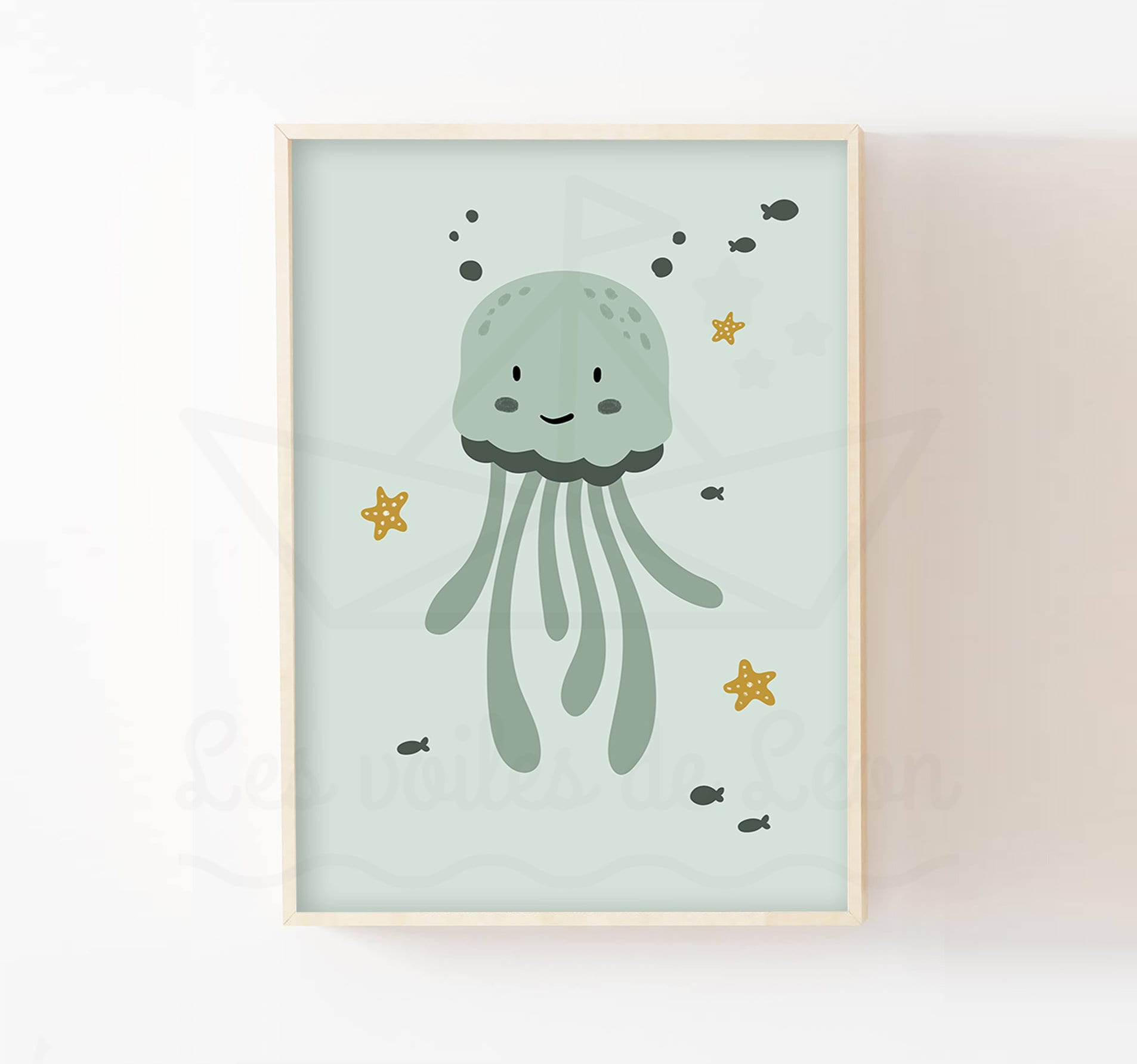 Affiche Méduse A4(21x29, 7cm ou 13x18cm Décoration Chambre Enfant Cadeau Naissance Bébé Poster Anima