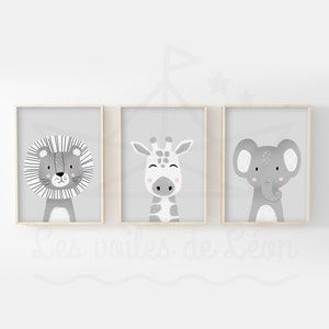Children's safari posters A4(21x29.7cm) OR 13x18cm lion giraffe elephant decoration baby room savannah birthday gift idea