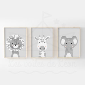 Pósteres de safari para niños A4 (21x29,7 cm) O 13x18 cm león jirafa elefante decoración de la habitación del bebé sabana idea de regalo de cumpleaños