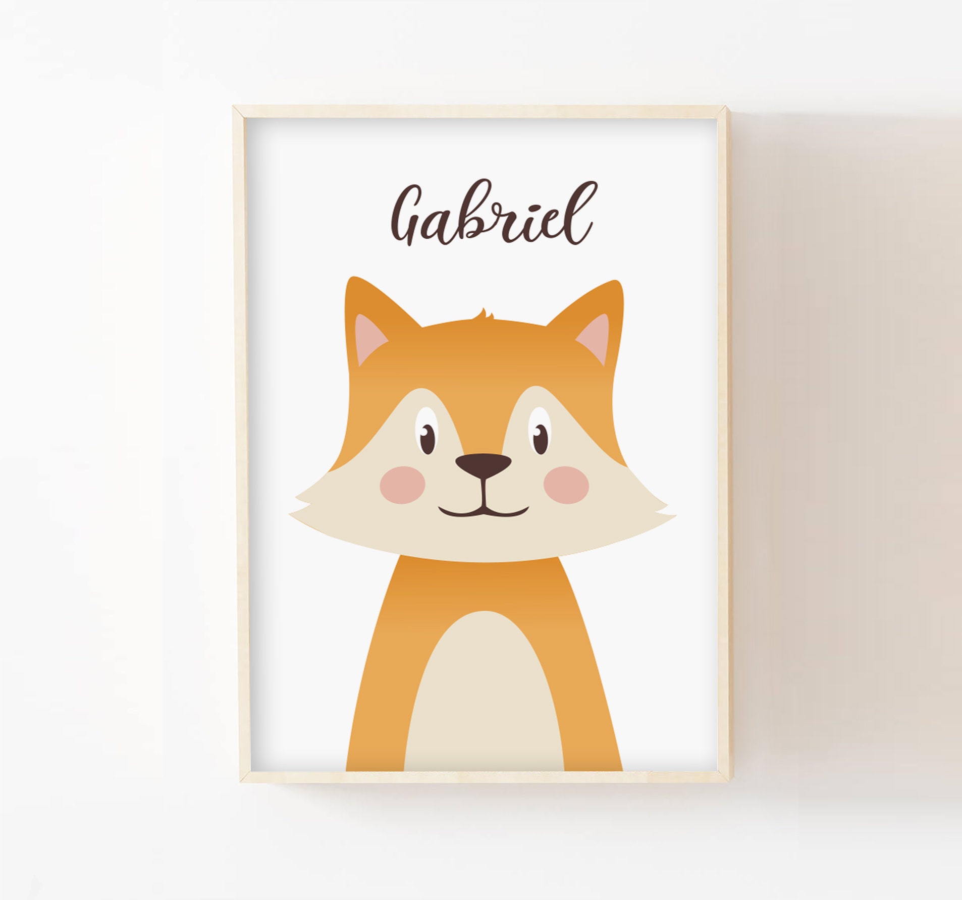 Poster Chambre Enfant 30x40 Renard Prénom à Personnaliser, Cadeau Naissance, Bébé, Fille ou Garçon,