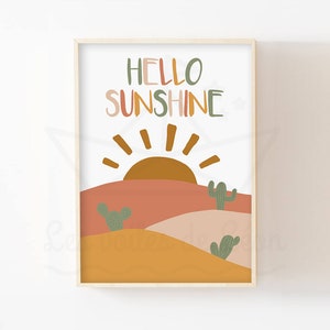 Póster Hola Sunshine Boho 30x40cm Decoración de pared Mixta Habitación de bebé Póster decorativo Póster bohemio Sol del desierto Idea de regalo de nacimiento