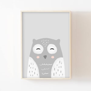 Póster personalizado de búho bebé A4 (21x29,7 cm) o 13x18 cm decoración de pared dormitorio infantil animales bosque cartel nombre idea de regalo de nacimiento