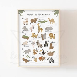 Children's alphabet animals A4 (21x29.7cm) wall decoration baby room educational poster poster gift idea birth