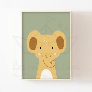 Póster de elefante bebé A4 (21 x 29,7 cm) o 13 x 18 cm, decoración de pared para niños, animales de la sabana, idea de regalo, nacimiento, bautismo