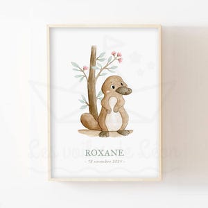 Póster de animales de Australia para niños A4 (21x29,7cm) O 13x18cm ilustración en acuarela ornitorrinco eucalipto decoración de pared de habitación de bebé