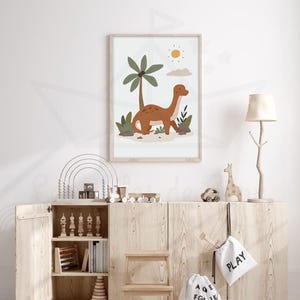 Póster de dinosaurio para habitación infantil A4 (21 x 29,7 cm) O 13 x 18 cm, póster decorativo de pared de dinosaurio para bebé, regalo de nacimiento para habitación de niño