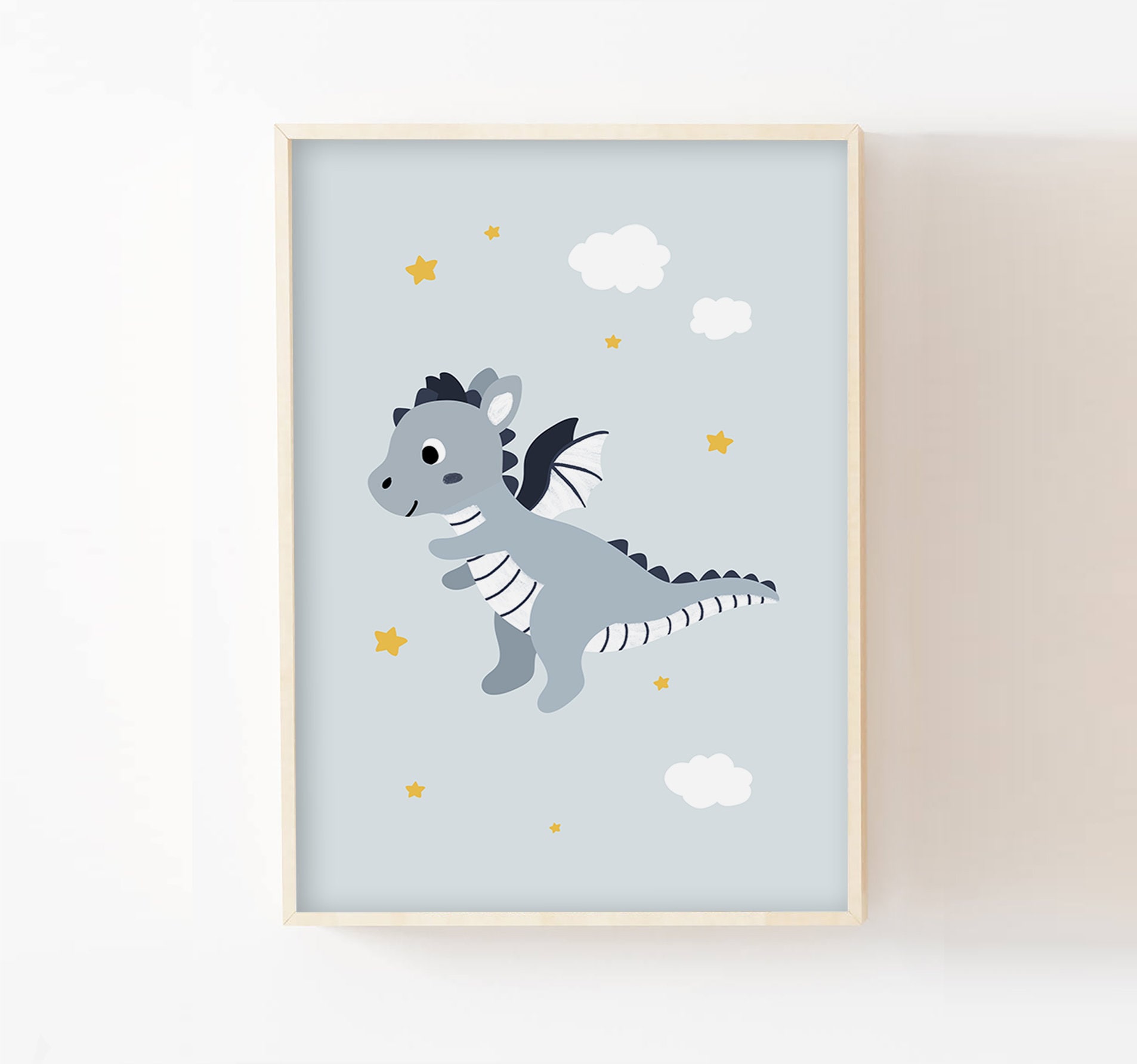Affiche Bébé Dragon 30x40cm Décoration Chambre Enfant Chevalier Idée Cadeau Naissance Animaux Féeriq