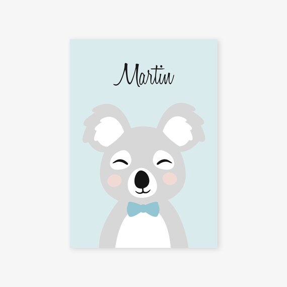 Poster Baby Koala Personalized A3 Gift Birth Room Child Baby Etsy