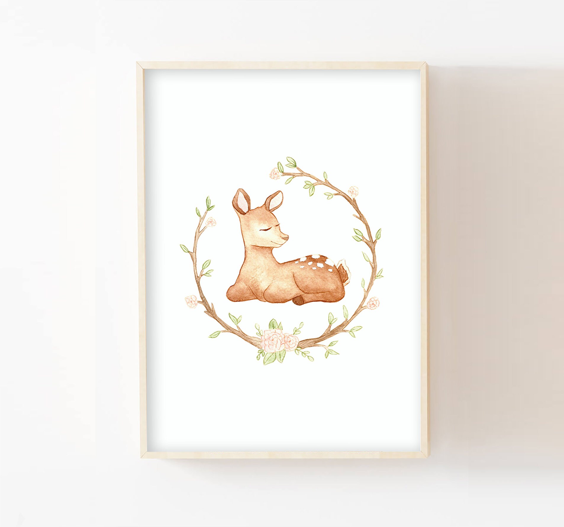 Affiche Prénom Bébé A4/13x18, Décoration Murale Animaux Forêt, Illustration Chambre Enfant, Nouveau-