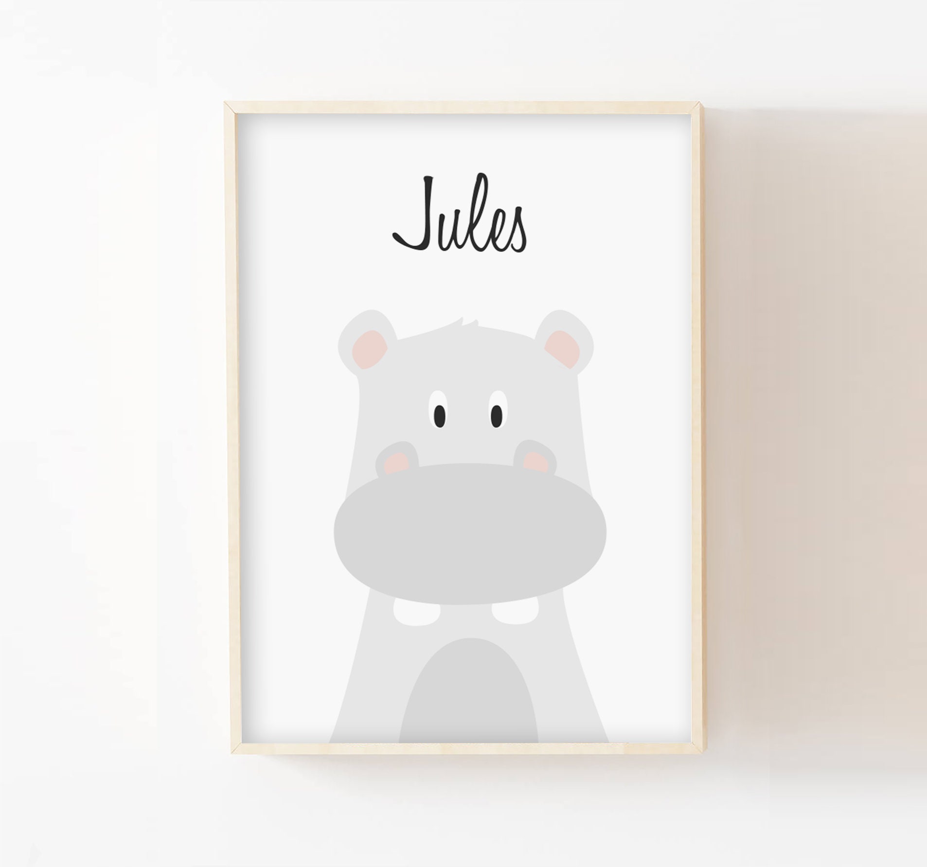 Affiche Anniversaire Enfant A4/13x18, Bébé, Cadeau Naissance, Affiche Hippopotame Personnalisée Prén