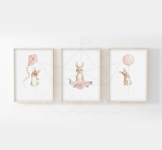 vice versa Gedragen Baby Decoratie babykamer A4/13x18 roze konijnen aquarel posters - Etsy Nederland