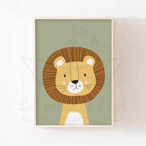 Lion poster for baby room 30x40cm children's wall decoration savannah gift idea for mixed birth girl or boy safari animal poster