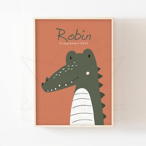 Póster de cocodrilo de safari para bebé, decoración de pared infantil de jungla de 30x40cm, regalo de nacimiento mixto, póster de animales del bosque tropical para niña o niño