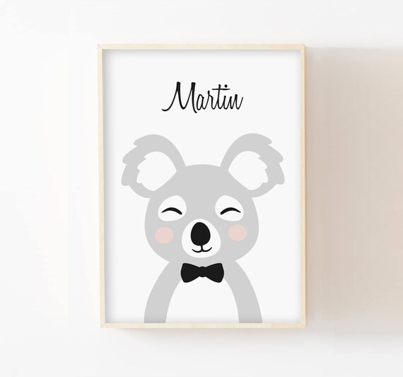 Poster Baby Koala Personalized A3 Gift Birth Room Child Baby Etsy