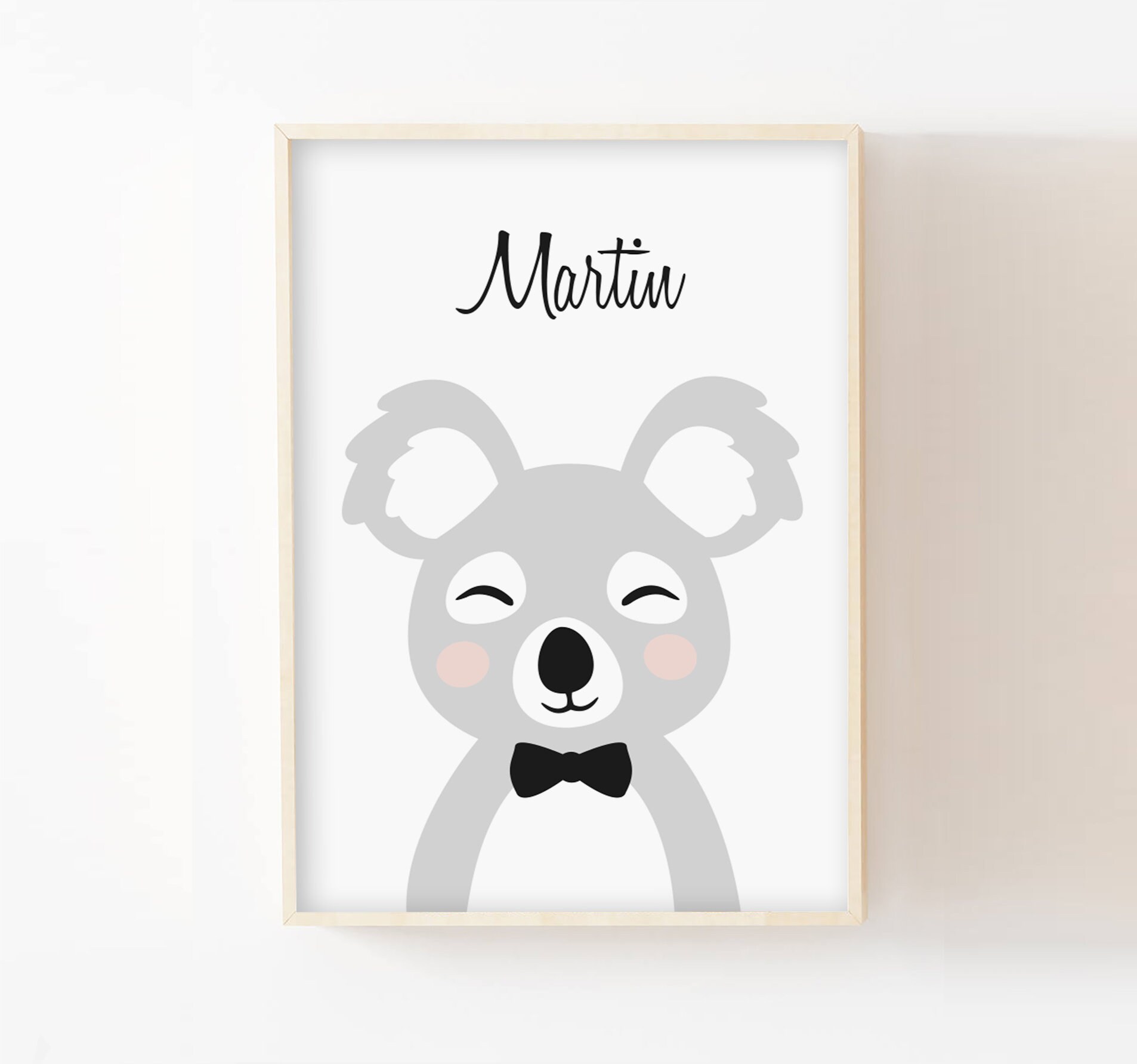 Poster Bébé Koala Personnalisé A4/13x18, Cadeau Naissance Chambre Enfant, Bébé, Décoration Fille ou 