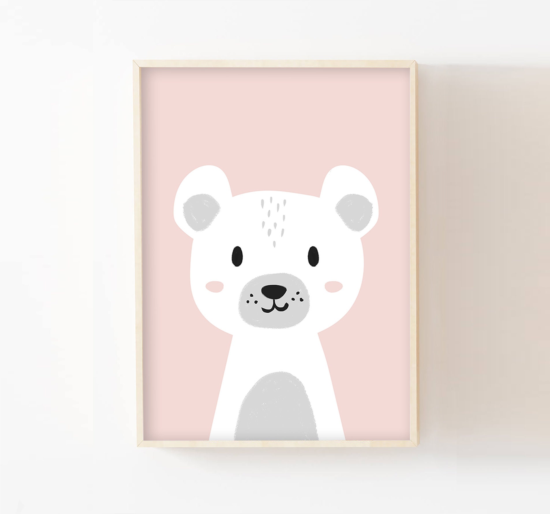 Poster Ours Chambre Enfant 30x40 Décoration Murale Bébé, Nouveau-Né, Affiche Fille ou Garçon Gris Pa