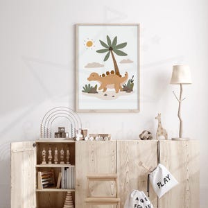 Póster de dinosaurio para habitación infantil A4 (21 x 29,7 cm) O 13 x 18 cm, póster decorativo de pared de dinosaurio para bebé, regalo de nacimiento para habitación de niño