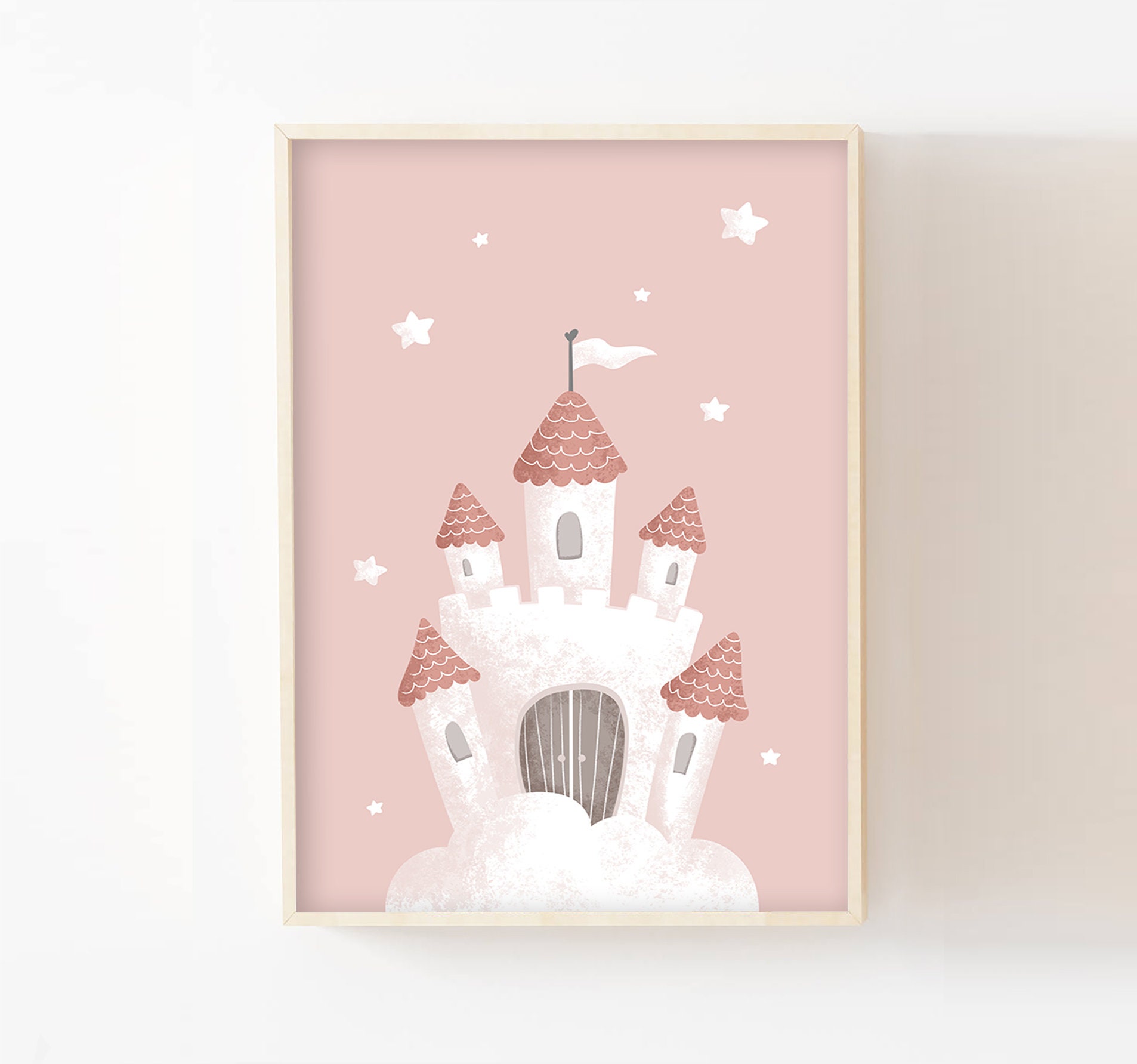 Affiche Bébé/Enfant Princesse 30x40 Château, Décoration Chambre Fille ou Garçon, Cadeau Naissance, P