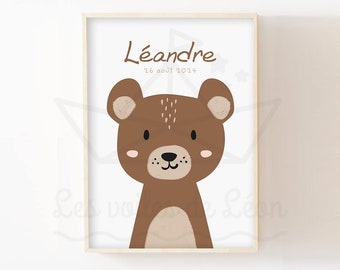 Baby bear poster, wall decoration for a child's room, forest animal poster, baby shower gift idea