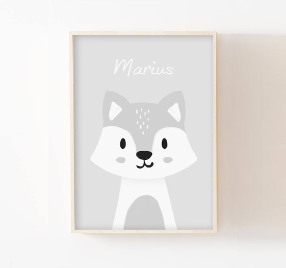 Affiche Bebe Loup Polaire 13x18 Cadeau Naissance Etsy