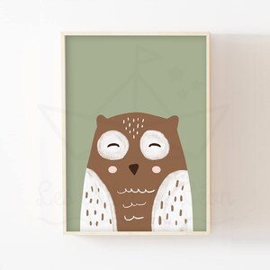 Póster de búho personalizado, 30 x 40 cm, decoración de pared para habitación infantil, póster de animales del bosque, idea de regalo de nacimiento