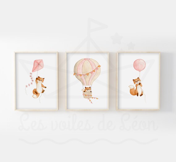 Watercolors Baby Room 13x18cm Lot 3 Illustrations Fox Etsy
