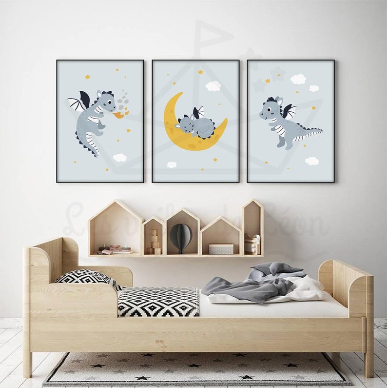 affiches dragon bébé bleu