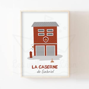 Cartel personalizado de la estación de bomberos para niños A4 O 13x18 cm decoración de la pared nombre del bebé cartel idea de regalo de nacimiento