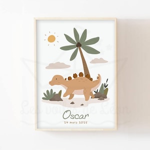 Póster de dinosaurio para habitación infantil, 30 x 40 cm, decoración de pared para bebé, póster de dinosaurio, impresión para habitación de niño, regalo de nacimiento personalizado