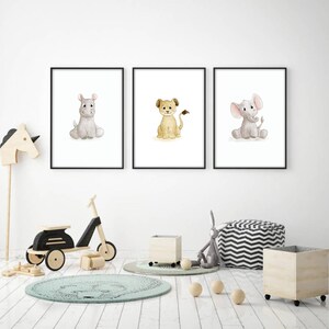 Aquarelles Chambre Bebe 13x18 Animaux Savane Hippopotame Etsy