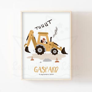 Póster de máquina de obra para niños, 30x40 cm, decoración de pared, retroexcavadora, póster para niño, vehículo para bebé, construcción, idea de regalo, camión de nacimiento