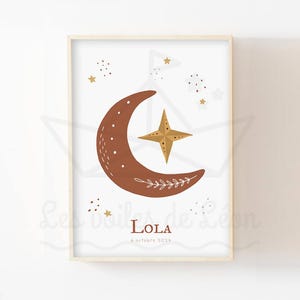 Kinderplakat Mond 30x40cm Wanddekoration Babyzimmer Boho Terrakotta personalisiertes Plakat Vorname Boho Geburt Geschenkidee