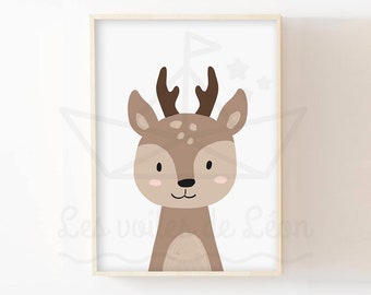 Baby fawn poster, nursery wall decoration, forest animal poster, baby shower gift idea
