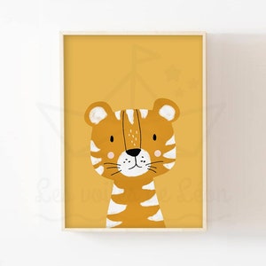 Póster de tigre bebé, 30 x 40 cm, póster de safari, decoración de habitación infantil, impresión de puericultura, animales, trek, bebé, nacimiento, idea de regalo