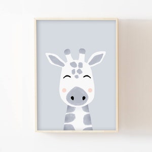 Póster personalizado con nombre A4/13x18cm jirafa, decoración de pared para habitación infantil, bebé, recién nacido, regalo de nacimiento, póster de animales de la sabana