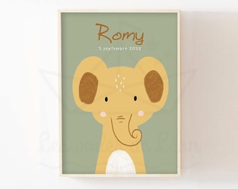 Elefantenbaby-Dschungelposter, Kinderzimmer-Wanddeko, Savannentiere, Safari-Geschenkposter für Neugeborene