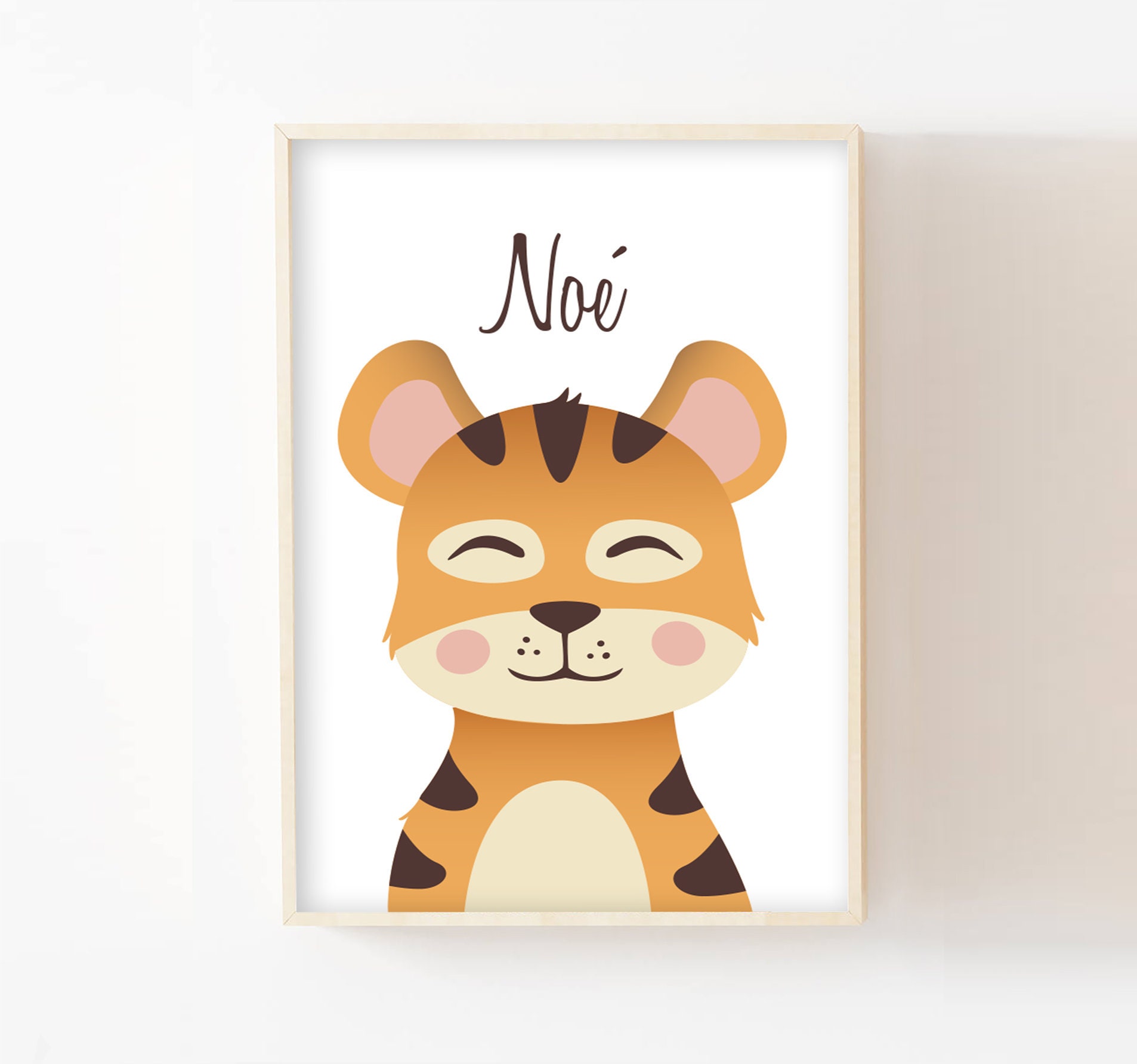 Affiche Enfant Tigre Personnalisée 30x40 Cadeau Naissance Chambre Enfant, Bébé, Déco Fille ou Garçon
