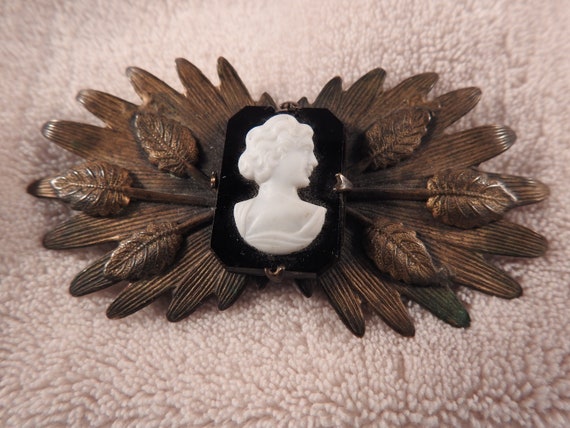 Cameo Antique Collar Brooch - image 1