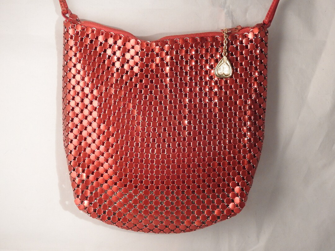 Vintage Whiting and Davis Red Metal Mesh Purse, With Strap Etsy