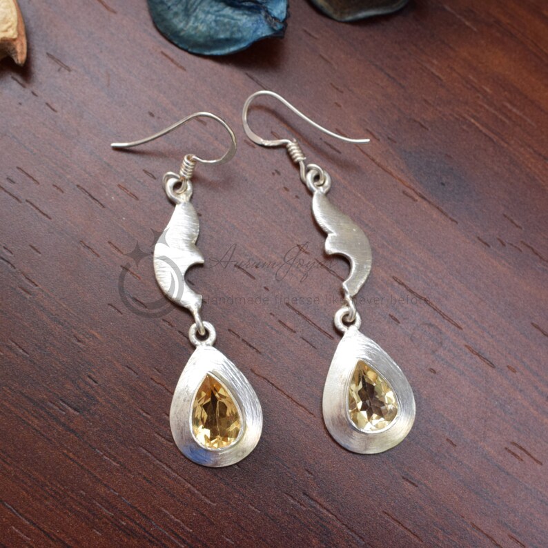 Silver Plated Earrings Earring for Woman Handmade Jewelry Designer Earrings Citrine Earrings,Silver Plated